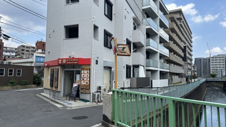 下落合駅から橋とお弁当屋さんの間を右に曲がる場所