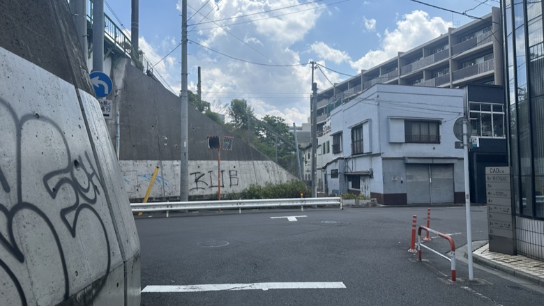 目白駅からパーソナルランド方面へ向かうT字路を右に曲がる場所